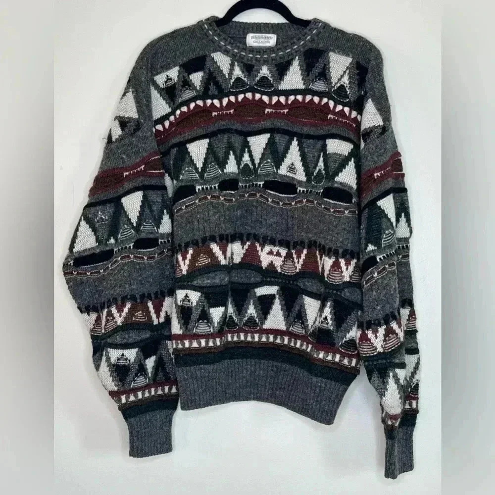 Gallagher Bassano Men’s Wiool blend Crew Neck 3D Knit‎ Swrater Sz XL